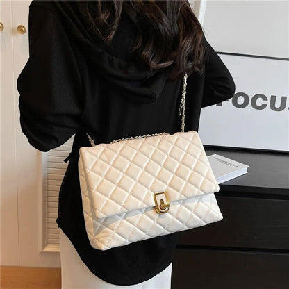 Quilted Shoulder Bags Women 2023 Crossbody Bags PU Leather Ladies Handbags