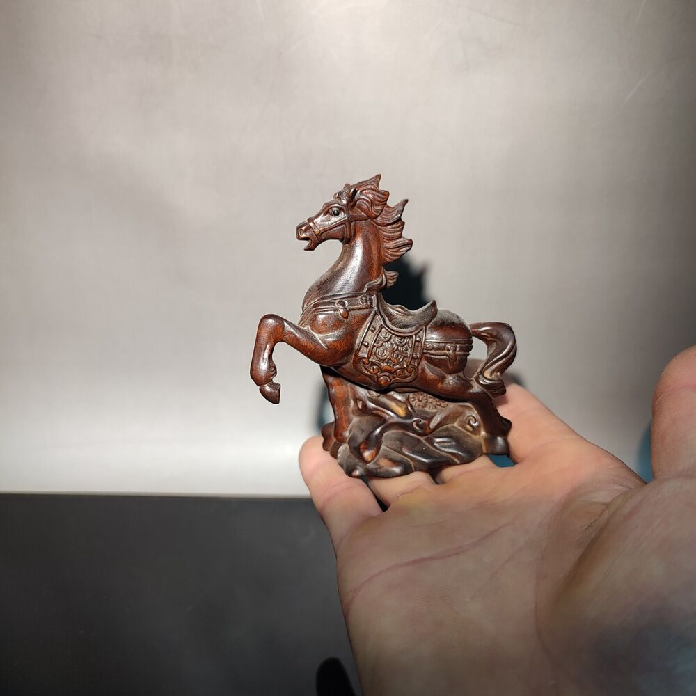wood sculpture amusing funny horse figurine carving decoration statue mini gift
