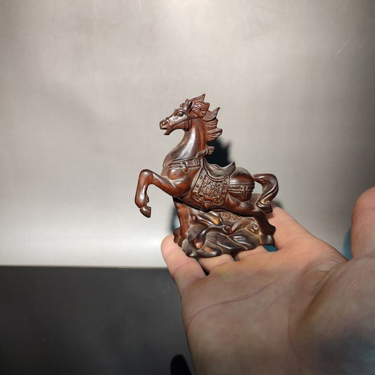 wood sculpture amusing funny horse figurine carving decoration statue mini gift