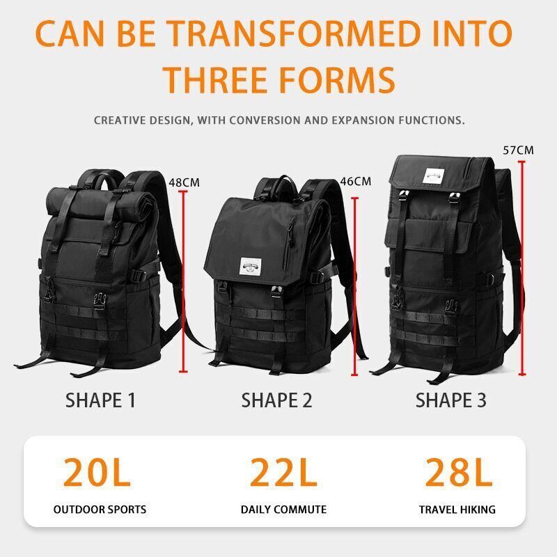 3 in 1 Convertible Travel Backpack Men Women 17inch Backpack Teen School Bag