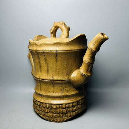 Vintage Chinese Yixing Purple Clay Teapot Zisha Ceremony Ceramic Bamboo Teaware