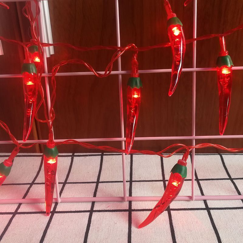 String Lights Red Chili Pepper 9.8Ft 20LED Fairy Lighting USB Battery Night Lamp