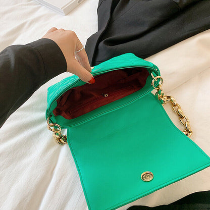 PU Leather Shoulder Square Bags Women's Small Chain Flap Handbag Travel Bag