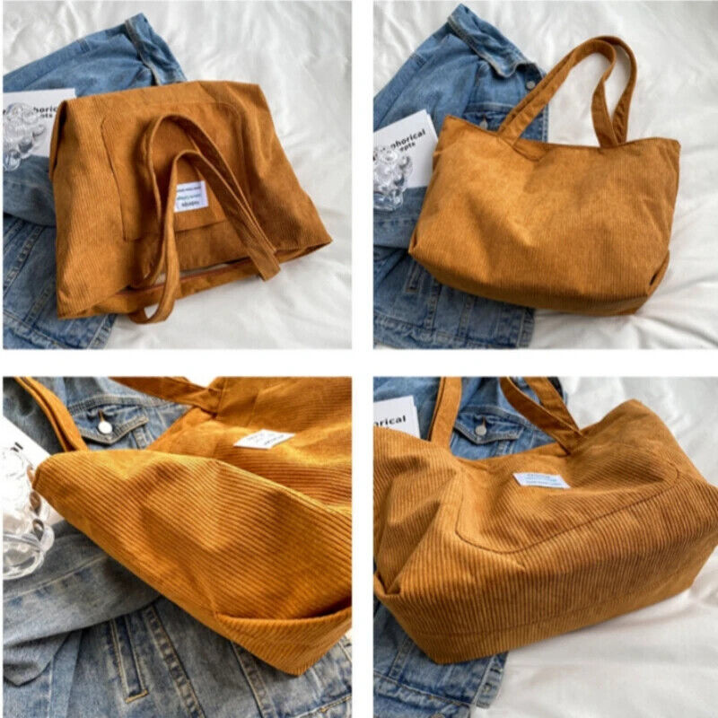Corduroy Shoulder Bag Simple Handbag Leisure Student Side Bags for Woman