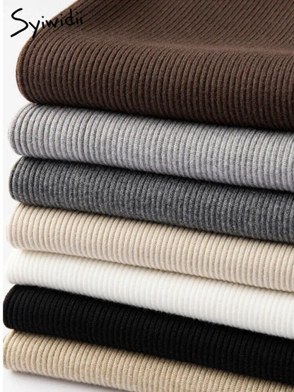 Women Pants Autumn Winter Wide Leg Pants Casual Drawstring Straight Wool Pants