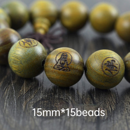 Green Sandalwood Bracelet Shaolin Temple Buddhist Monk Prayer Mala Beads