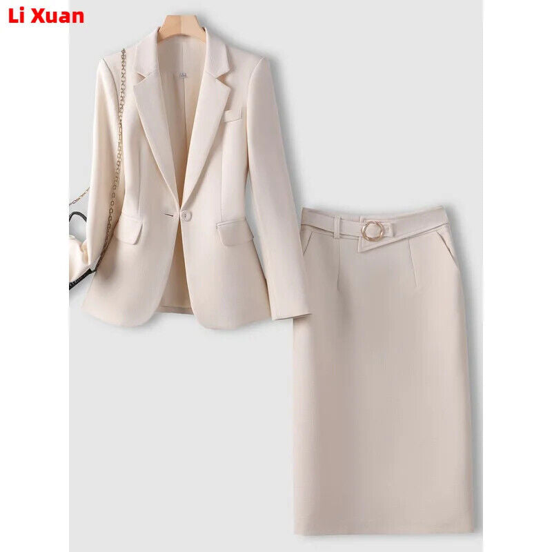 Outfits Women, Blazer Skirts Suit Office Uniform Jacket Skirts 2-Piece Set