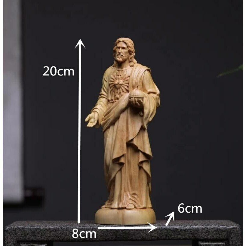 Home Decoration Religious Solid Wood Carving Wood Carving Jesus Statue
