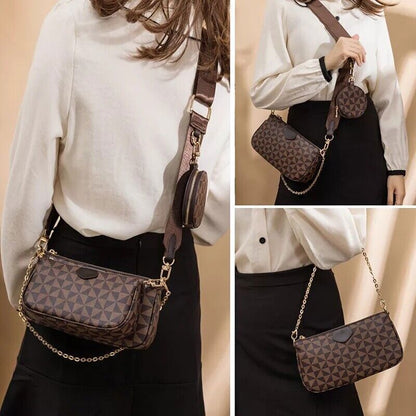 3 In 1 Fashion Luxury Leather Women Handbag Shoulder Purse Crossbody Tote Bags