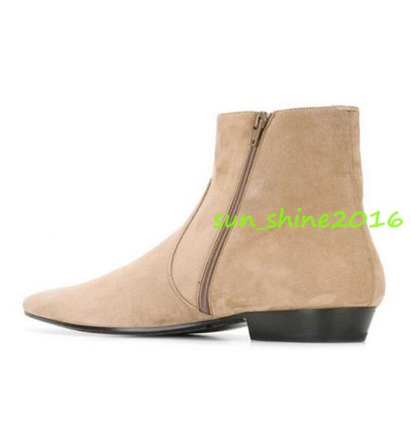 Men's Leather Pointed Toe Chelsea Oxford Ankle Boots High Top Shoes Dress Formal