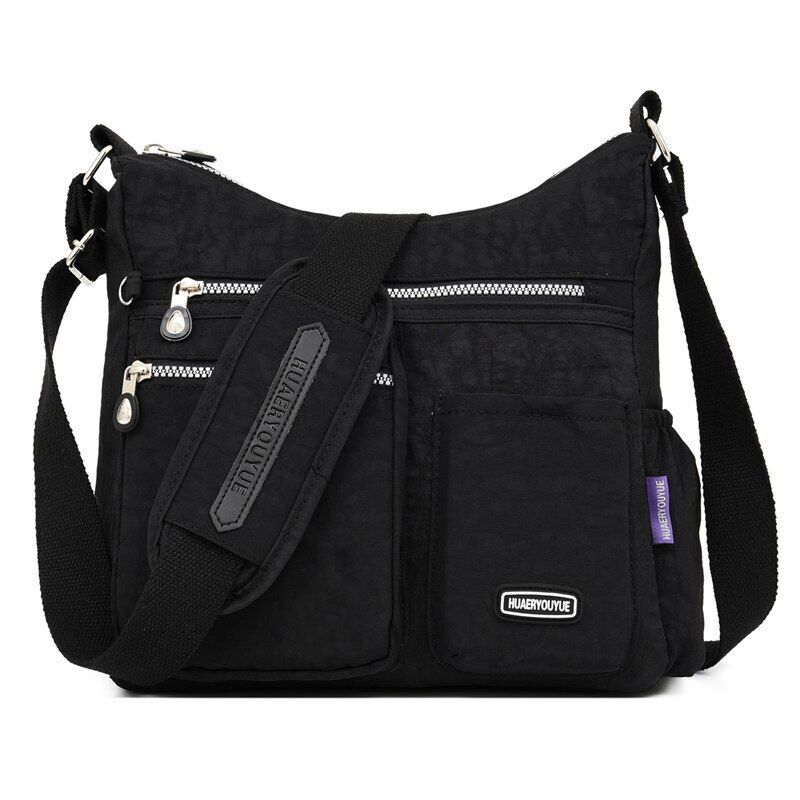 Fashionable Nylon Shoulder Bag Zipper Pocket Messenger Bag Waterproof Crossbody