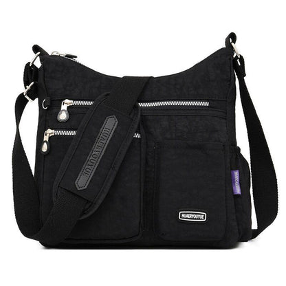 Fashionable Nylon Shoulder Bag Zipper Pocket Messenger Bag Waterproof Crossbody