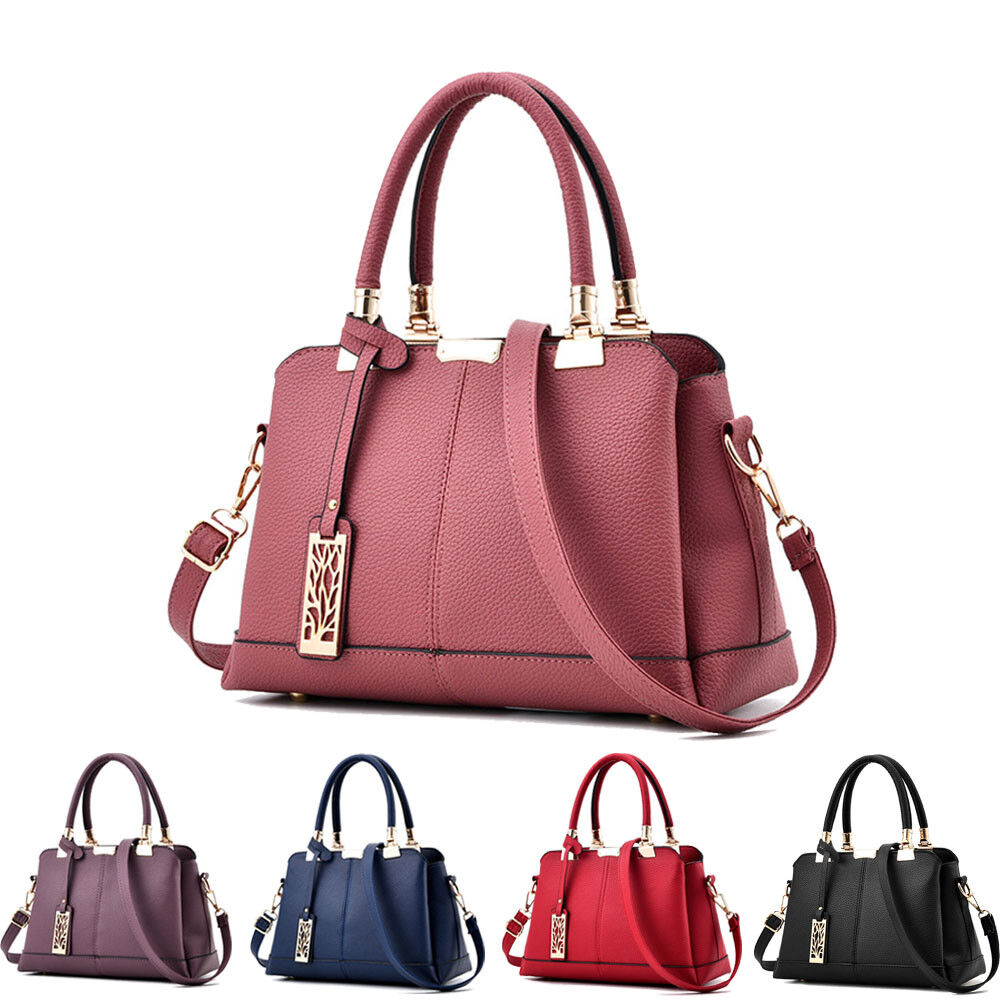 Women's Ladies PU Leather Satchel Handbag Shoulder Tote Messenger Crossbody Bag
