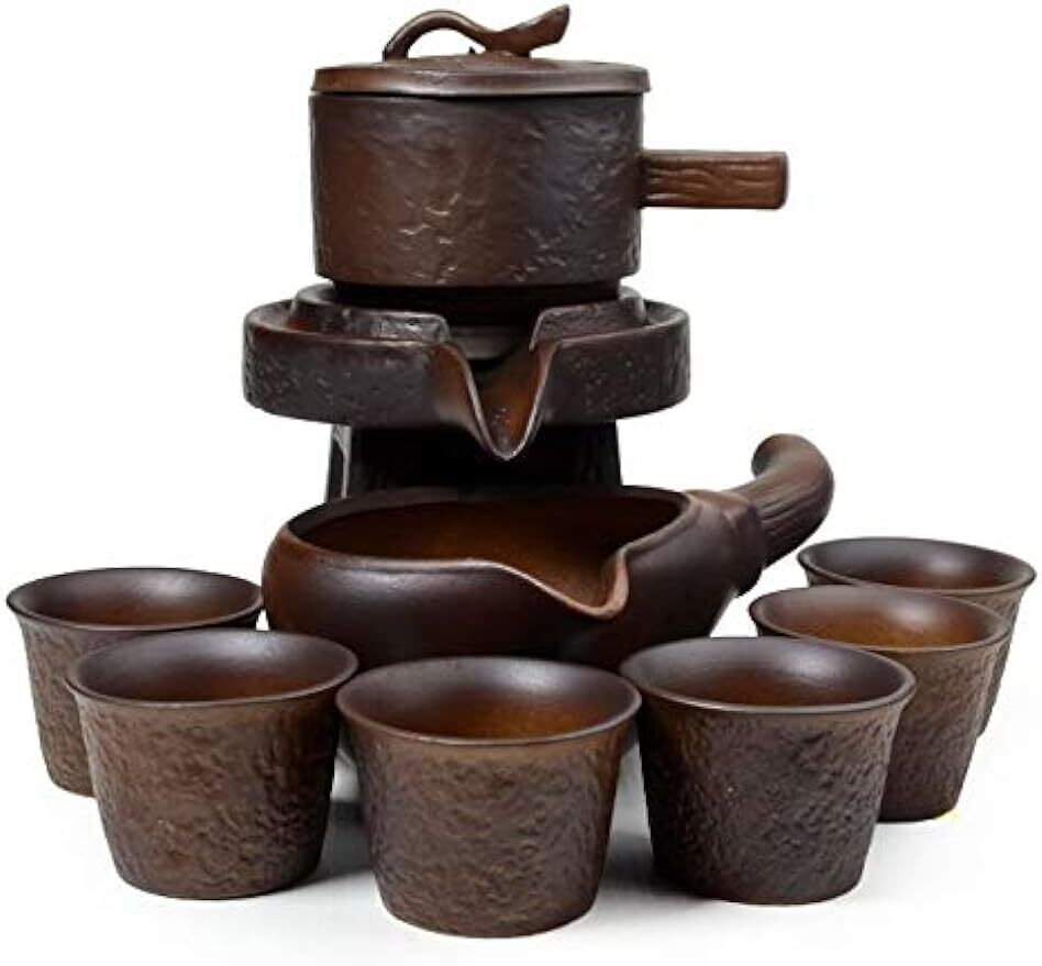 10/Set Semi-automatic Stone Mill Tea Set Chinese Gongfu Tea Cups Teapot Teacup