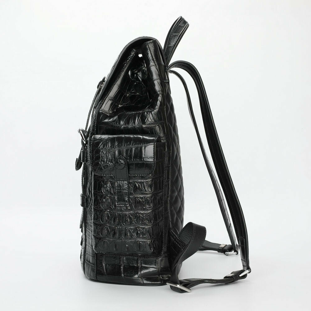 Handcrafted Alligator Crocodile Skin Leather Backpack Shoulder Bag Travel Bag