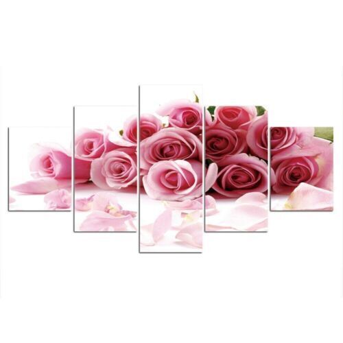 Light Pink Rose flower art 5 Pcs Canvas Wall Art Poster Home Decor