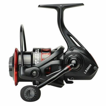 Fishing Reel Gear Ratio 5.0:1 Shallow Metal Spool Spinning Saltwater Black Red