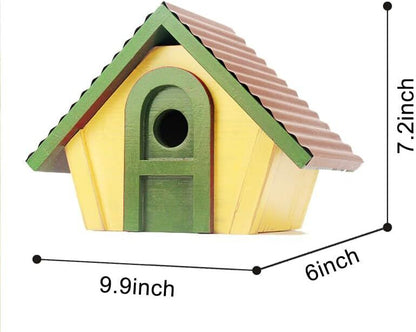 Wooden Bird House Hanging Wall Mounted Nest Box Metal Roofed Lifetime Lasting
