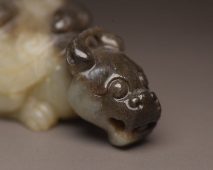 Chinese Antique Hetian Jade Carving Dragon Turtle Statue Sculpture Nice Artwork