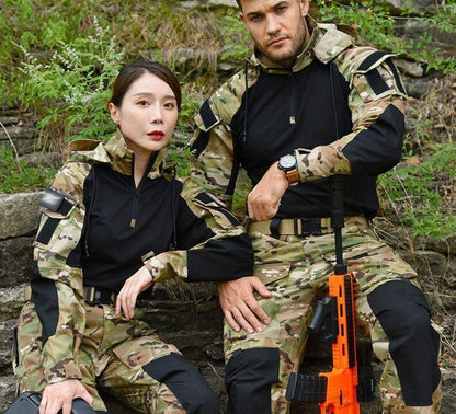 Hooded Shirt/ Pants Pads Tactical Camo Military Shooting Training Sport Hiking L