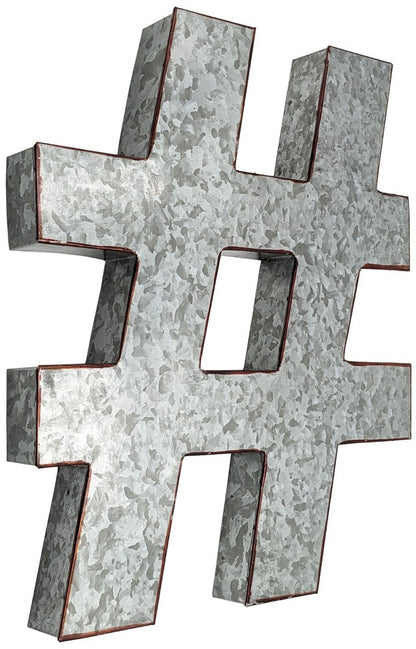 Huge 20" Metal Letter Hanging Wall Décor, Galvanized Metal with Rusted Edges