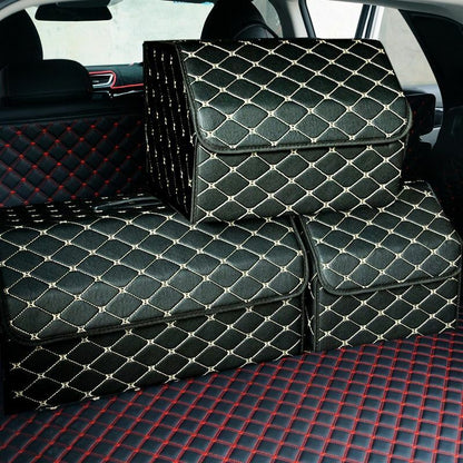 Car Trunk Storage Organizer Bag PU Leather Box Folding Stowing Tidying SUV Broad