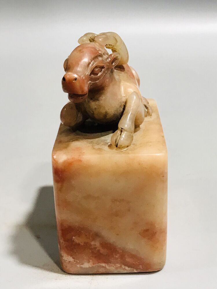 Collection Chinese Shoushan Stone Carved Exquisite Deer Seal Statue Figurine Art