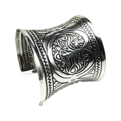 Women Open Bracelet 316L Stainless Steel Wide Cuff Bangle Retro Wristband Charms
