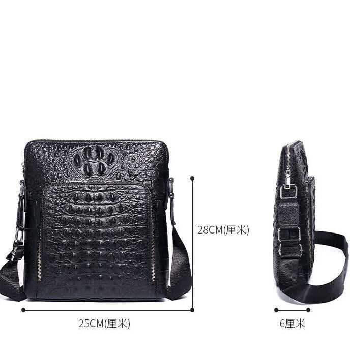 100% Cow Leather Crocodile Embossed 10" Men's Business Shoulder/Messenger bags