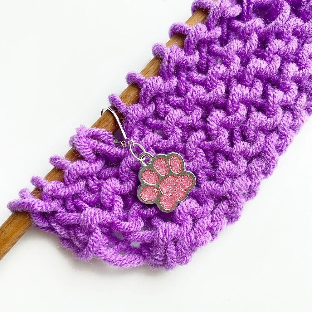 Stitch Markers 4Pcs Enamel Metal Dog Footprints Butterfly Heart Crochet Lock Kit