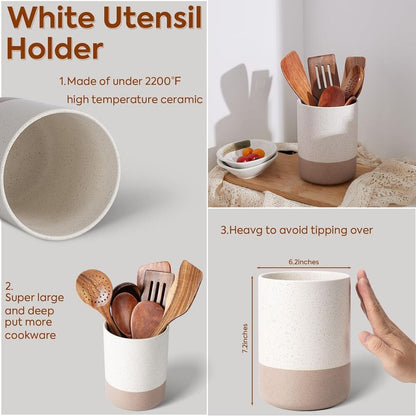 Ceramic Kitchen Utensil Holder for Countertop Organizer Cooking Home Decoration