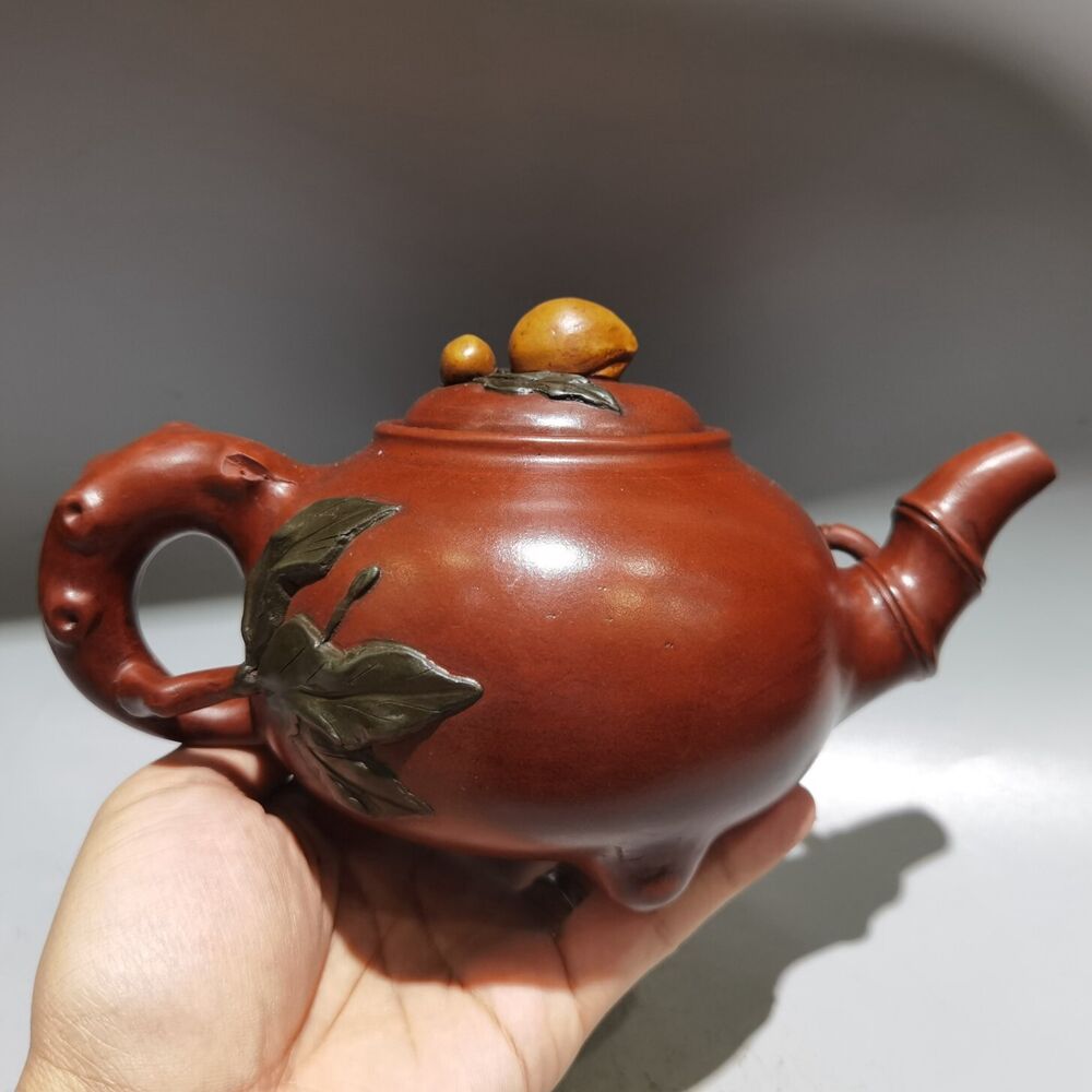 Vintage Chinese Yixing Purple Clay Teapot Zisha Ceremony Carving Collectible Art