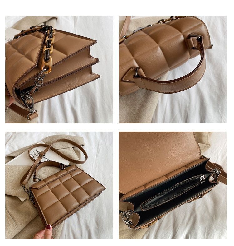 Small Square Bag Synthetic Leather Handbag Shoulder Crossbody Bag 21*25*16*9 CM