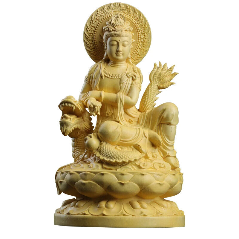18cm Boxwood Wood Statue Figure Statue Buddha God Myth Feng Shui Office Wood