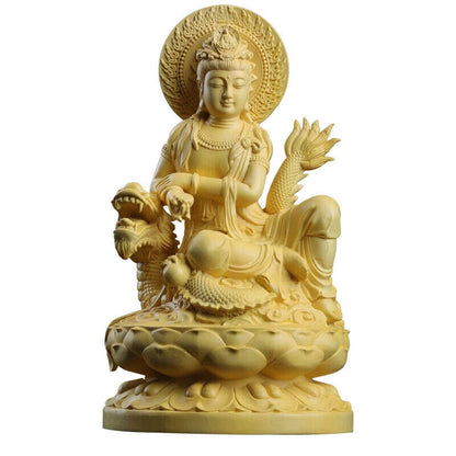 18cm Boxwood Wood Statue Figure Statue Buddha God Myth Feng Shui Office Wood