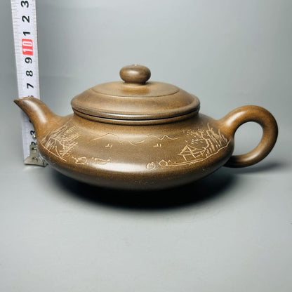 Chinese Yixing Purple Clay Teapot Zisha Ceramic Landscape Teaware Collection Art