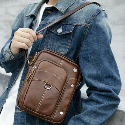 Men's Genuine Leather Small Shoulder Bag Messenger Bag Handbags Crossbody Bags