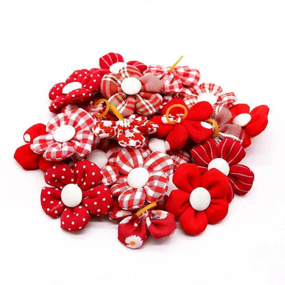 50pcs Small Dog Hair Bows Puppy Rubber Band Flower Bowknot Grooming Accessories
