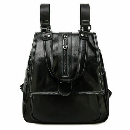 100% Genuine Leather Women's Backpack Travel Bag School Rucksack Crossbody Bag