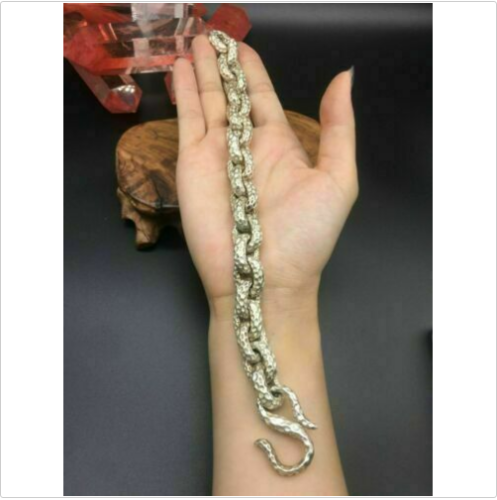 Asian old miao silver hand cast cool statue bracelet jewel gift