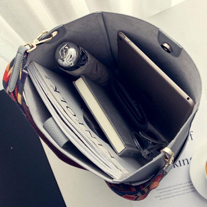 Women Handbag Colorful Strap Shoulder Bag PU Leather Crossbody Bags