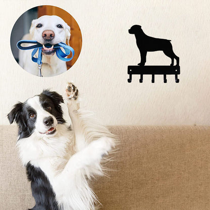Rottweiler Key Rack Dog Leash Hanger - 9 inch Wide/6 inch Wide Metal Wall Art