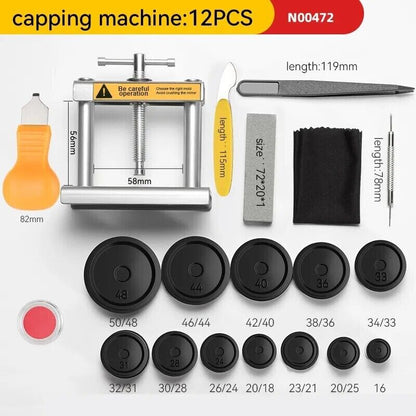 Watch Repair Tools 12Pcs Metal Capping Machine Set Watches Back Case Cover Press