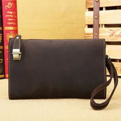 Male Business Bag Crazy Horse Leather Retro Clutch Bag Genuine Leather Clutch