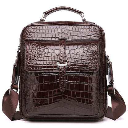 Real Leather 10" Handbags, Designer Crocodile Men's Business Sling Shoulder Bag