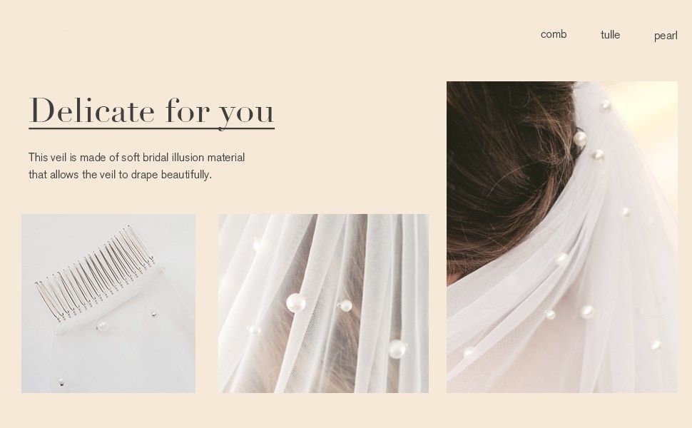Wedding Veil With Comb Luxury Bridal Pearl Tulle Party Hair Accessories 75-500cm