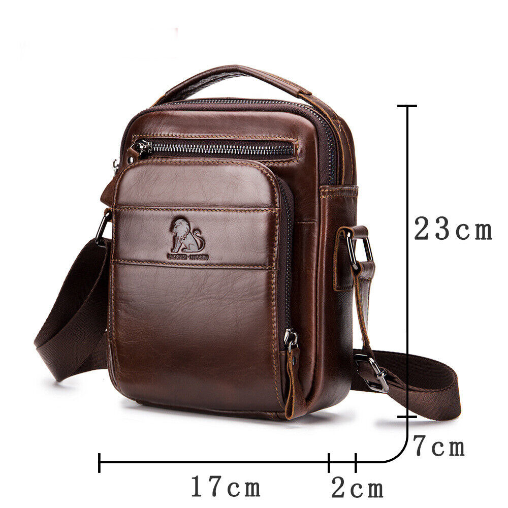 100% Genuine Leather Men's Messenger/Shoulder Bag 8" Handbags Crossbody Bags