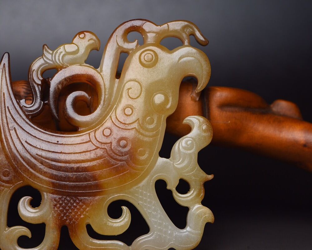 Chinese Natural Hetian Jade Carving Exquisite Bird Statue Figurine Artwork Rare