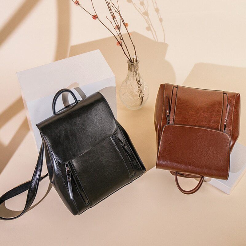 Genuine Leather Women Backpack Shoulder Bag Girls School Skin Book Laptop Bags