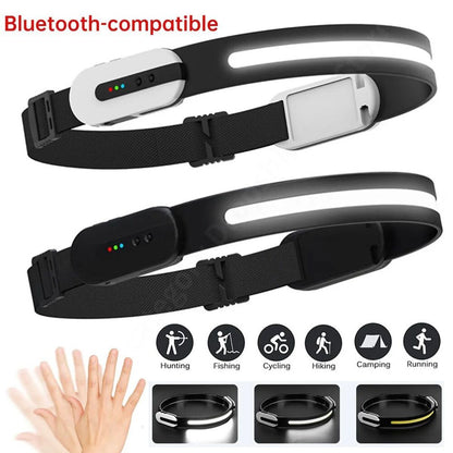 Led Induction Headlamp Cob Headlight Flashlight Bluetoothcompatible Rechargeable